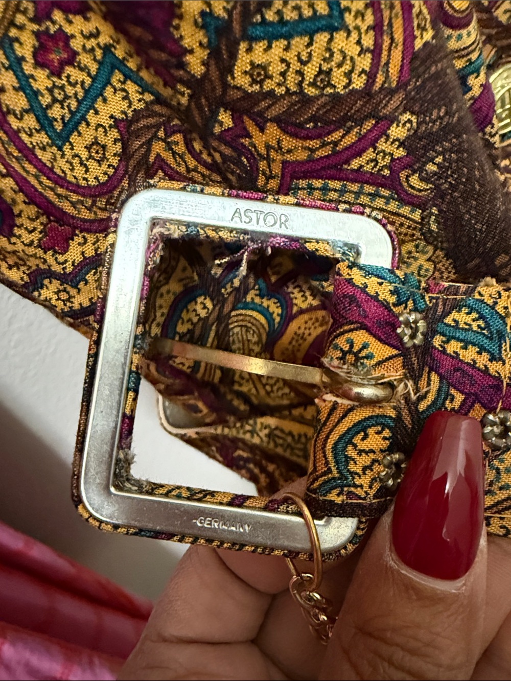 Vintage Paisley Short Sleeve Belted Romper in Mustard & Brown - Picture 7 of 7